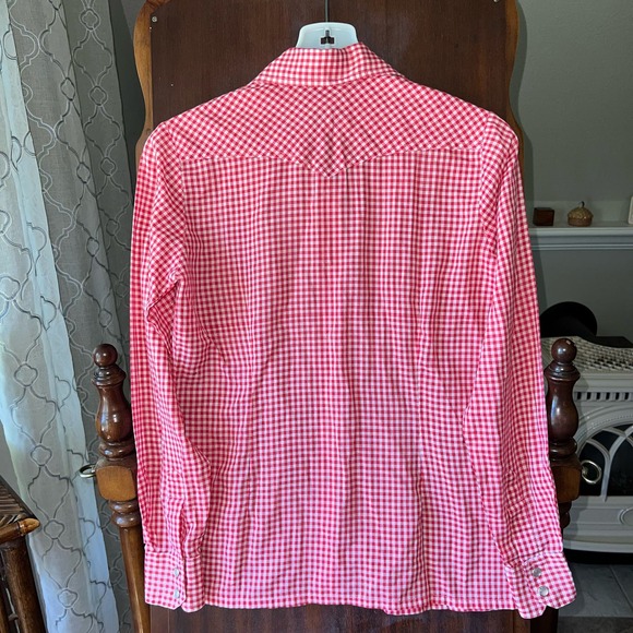 Vintage Hot Line from Mervyns Top Womens 8 gingham pearl snap red western - Picture 9 of 11